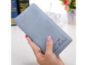 Ultra thin Wallet Card Package Korean Version of the Soft Surface Retro Matte Leather Long Wallet Since 1988 Words Blue