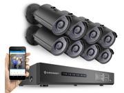 Amcrest 720P Tribrid HDCVI 8CH 2TB DVR Security Camera System w 8 x 1MP Bullet Cameras Black