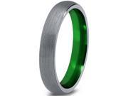 Tungsten Wedding Band Ring 4mm for Men Women Green Grey Domed Brushed Polished Lifetime Guarantee