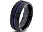 Tungsten Wedding Band Ring 10mm for Men Women Purple Black Beveled Edge Brushed Polished Lifetime Guarantee