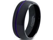 Tungsten Wedding Band Ring 10mm for Men Women Black Purple Off Set Domed Brushed Lifetime Guarantee