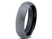 Tungsten Wedding Band Ring 6mm for Men Women Comfort Fit Black Domed Brushed Lifetime Guarantee