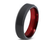 Tungsten Wedding Band Ring 6mm for Men Women Red Black Beveled Edge Brushed Polished Lifetime Guarantee