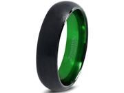 Tungsten Wedding Band Ring 6mm for Men Women Green Black Domed Brushed Polished Lifetime Guarantee