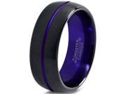 Tungsten Wedding Band Ring 8mm for Men Women Purple Black Domed Brushed Polished Lifetime Guarantee