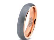 Tungsten Wedding Band Ring 5mm for Men Women Comfort Fit 18K Rose Gold Plated Plated Domed Brushed Lifetime Guarantee