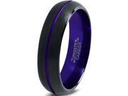 Tungsten Wedding Band Ring 6mm for Men Women Purple Black Domed Brushed Polished Center Line Lifetime Guarantee