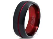 Tungsten Wedding Band Ring 8mm for Men Women Red Black Domed Brushed Polished Lifetime Guarantee
