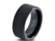 Tungsten Wedding Band Ring 9mm for Men Women Comfort Fit Black Pipe Cut Brushed Lifetime Guarantee