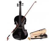 Acoustic Violin Fiddle Set Student Solid Wood Violin with Hard Case Bow Rosin Black Color