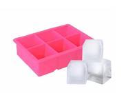 Vina® 2 inch Large Ice Cube Maker Tray with 6 Square Silicone Grids for Whiskey Bourbon Hot Pink