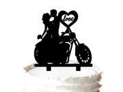Unique Motorcycle Couple Monogram Wedding Cake Topper Soiree Collection