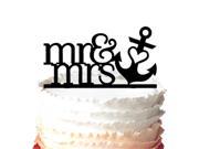 Mr Mrs with Heart Anchor Wedding Cake Topper Nautical Beach Cake Topper