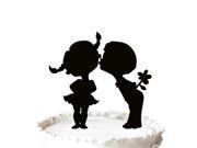 Wedding Cake Topper Little Boy Kissing Girl with Star Silhouette Wedding Decoration