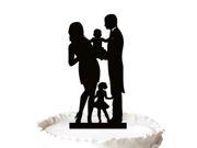 Bride and Groom Silhouette Wedding Cake Toppers Family Wedding Cake Topper with Toddle and Girl