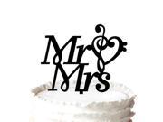 Mr Mrs with Music Note Silhouette Wedding Anniversary Acrylic Cake Topper
