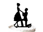 Groom Kneel to the Bride by Asking to Marry Him Silhouette Wedding Cake Topper