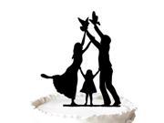 Mom and Dad Plays with Little Girl Wedding Aniiversary Cake Topper Silhouette