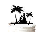 Romantic Beach Wedding Cake Topper Sweet Couple under Tree Cake Topper Personalized Wedding Cake Topper