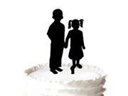 Anniversary Cake Topper Old Boy and Little Girl Hand in Hand Silhouette Cake Topper Happy Family Cake Topper Birthday Cake Topper