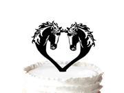 Chic 2 Horses in Heart Silhouette Wedding Cake Topper