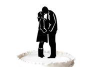 Romantic Kissing Tall and Short Couple Wedding Cake Topper