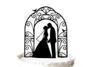 Sweet Kissing Bride and Groom Wedding Silhouette Cake Topper