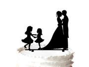 Sweet Kissing Bride and Groom Silhouette Wedding Cake Topper Funny 2 Little Girls Silhouette Wedding Cake Topper