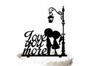 Cursive Love You More Teens Kissing Under the Street Lamp Wedding Decoration Funny Kissing Little Girl and Little Boy Silhouette