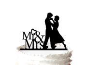 Dancing Couple with Script Mr Mrs Heart Custom Wedding Personalized Cake Decoration