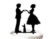 Groom and Bride with Gestures of Love Dog Silhouette Cake Topper for Wedding decor