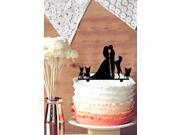 Mr Mrs Kissing Couple Modern Fashion Cake Topper Wedding Cake Topper Silhouette Groom and Bride with Four Different Dogs