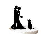Rustic Wedding Cake Topper Bride and Groom Silhouette Wedding Cake Topper with Dog Pet