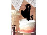 Bride and Groom Kissing Couple With Pet Dog Family of 3 Cake Topper Bride and Groom Wedding Cake Topper