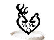 Hunter Themed Wedding Cake Topper Deer Head Mr Mrs Silhouette Wedding Cake Topper
