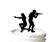Bride and Groom with Guns Cake Decoration Soldiers Wedding Cake Topper