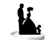 Bride and Groom with Maltese Dog Silhouette Wedding Cake Decoration