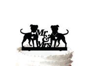 Wedding Cake Topper 2 Dogs and Mr Mrs Monogram Silhouette The Anniversary Day Cake Topper