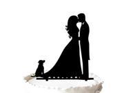 Wedding Cake Topper Silhouette Groom and Bride Kissed beside A Dog Family Cake Topper The Anniversary Day Cake Topper