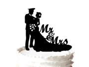 Wedding Cake Topper Soldier Groom and Bride Mr and Mrs Silhouette for Anniversary Day Cake