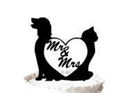 Wedding Cake Topper Dog and Cat Heart silhouette Mr and Mrs Wedding Cake Decoration