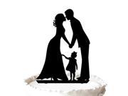 Wedding Cake Topper Silhouette Groom and Bride with A Little Girl Family Cake Topper The Anniversary Day Cake Topper