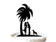 Wedding Cake Topper Kiss Bride and Groom Silhouette under The Tree Cake Topper with Dog Cake Topper for Engagement Decor
