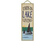 This is lake living sailboat image lake primitive wood plaques signs measure 5 x 15 size.
