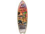 No Bad Days with woodie on beach 5 x 16 Surfboard Wood Plaque featuring the artwork of Michael Messina