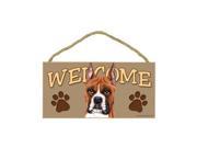 Welcome Wooden Sign Boxer cropped ears