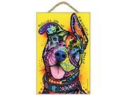 Pitbull Rescues are my favorite breed 7 x 10.5 wood plaque sign featuring the artwork of Dean Russo