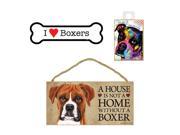 Boxer Dog Lover Gift Bundle Decor Decorative Wall Sign A House is Not a Home Without a Boxer Car Magnet I Love Boxers and Refrigerator Magnet All You Need i