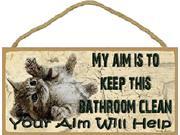 My Aim Is To Keep This Bathroom Clean Kitty Cat Sign Plaque 5 x10