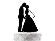 Bride in Wedding Dress Kissed Groom Silhouette Wedding Cake Topper